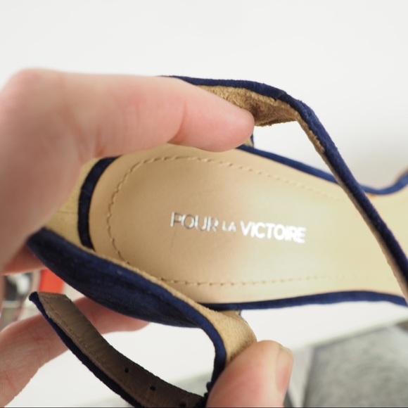 Pour la Victoire 8 navy suede cork platform heel - Picture 7 of 10